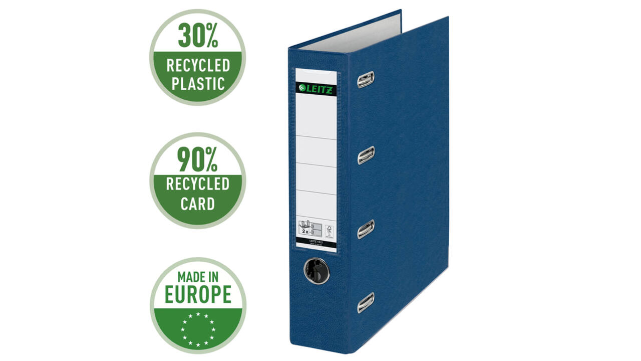 Giro-bank ordner Leitz A4 met dubbele mechaniek 80mm PP blauw