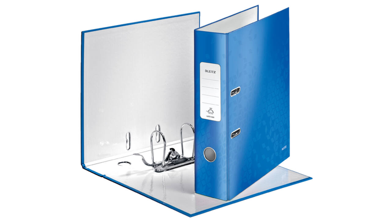Ordner Leitz Wow 180° gelamineerd 80mm A4 blauw