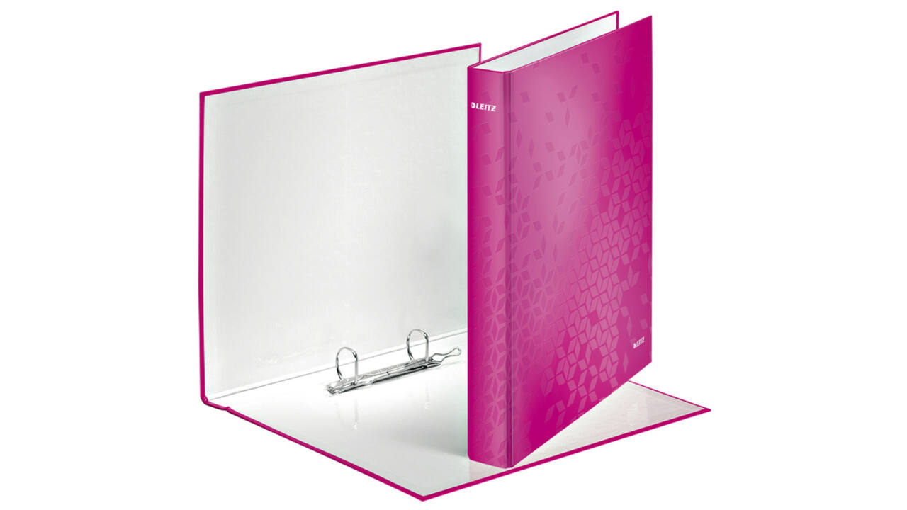 Ringband Leitz WOW A4 maxi 2-rings D-mechaniek 25mm roze