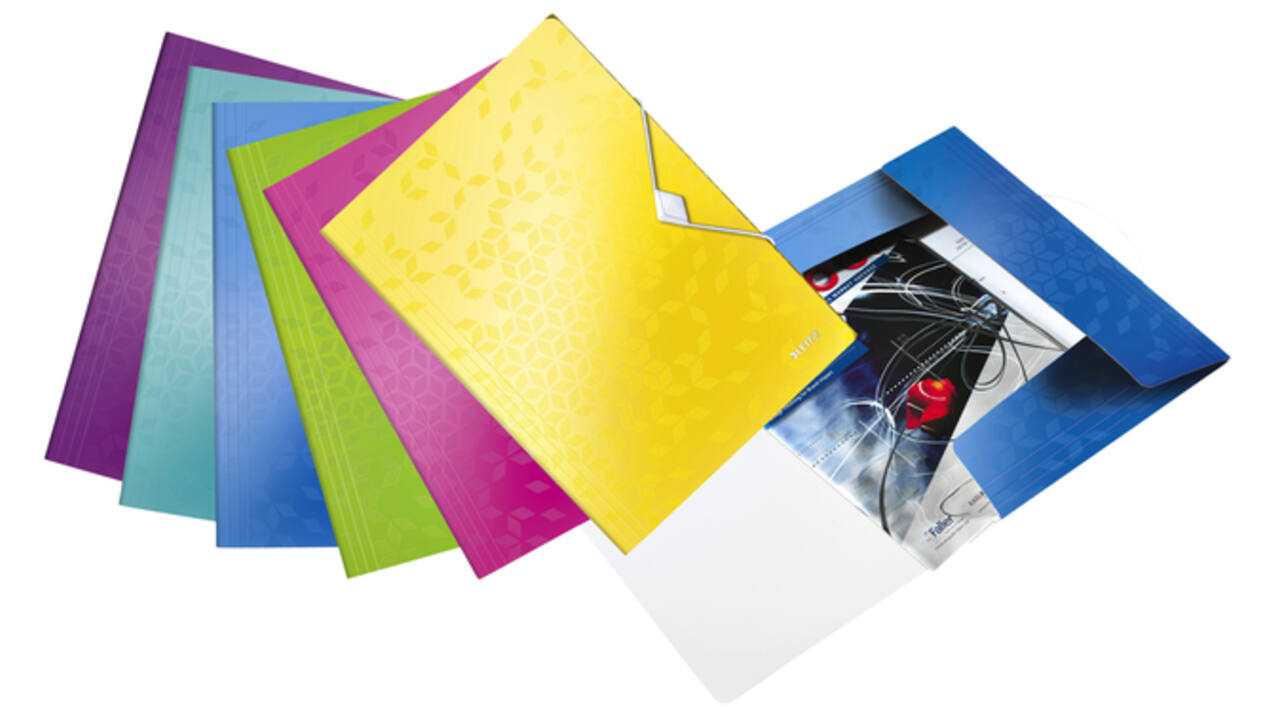 Elastomap Leitz WOW A4 3 kleppen PP roze