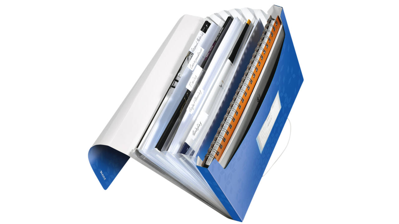 Projectmap Leitz WOW voor A4 6 vaks PP blauw