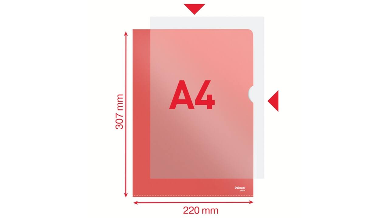 Insteekmap L-model Esselte standaard A4 0.11mm PP rood 100 stuks