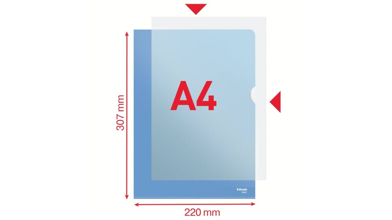 Insteekmap L-model Esselte standaard A4 0.11mm PP blauw 100 stuks