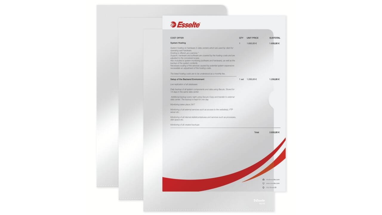 Insteekmap L-model Esselte standaard copy safe 0.11mm PP A4 glashelder 100 stuks