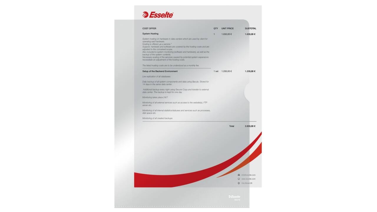 Insteekmap L-model Esselte standaard copy safe 0.11mm PP  A4 transparant 10 stuks