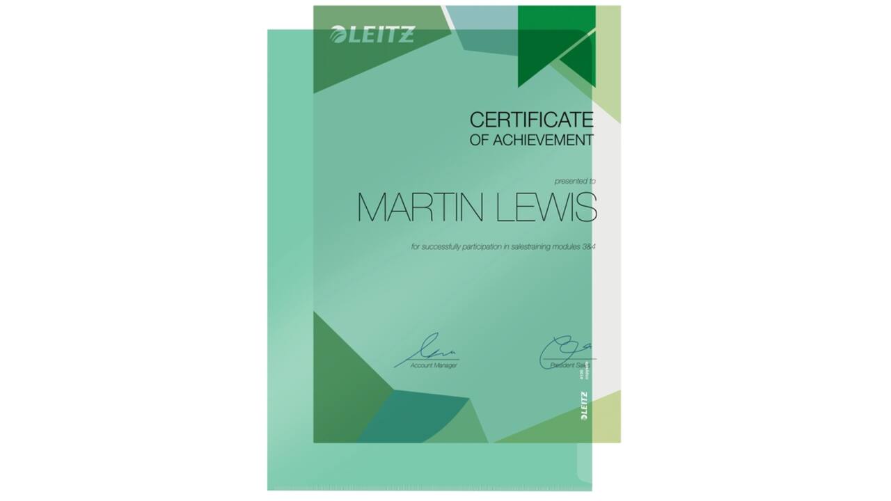 Insteekmap L-model Leitz Premium copy safe 0.15mm PVC A4 groen 100 stuks