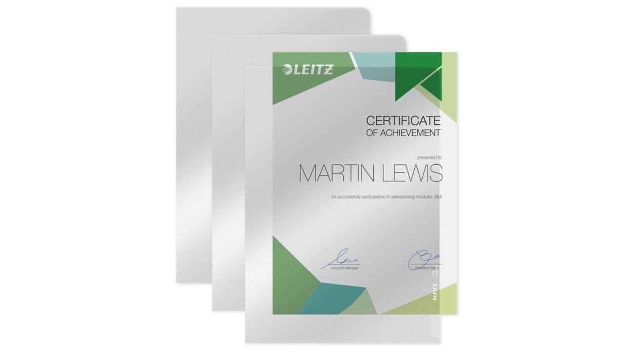 Insteekmap L-model Leitz Premium copy safe 0.15mm PVC A4 glashelder 100 stuks