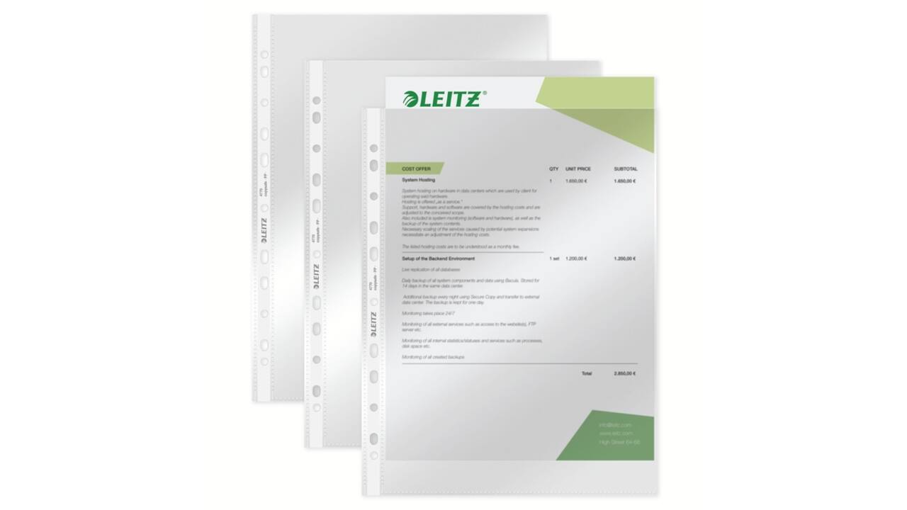 Showtas Leitz Premium standaard copy safe 0.08mm PP A4 transparant 100 stuks