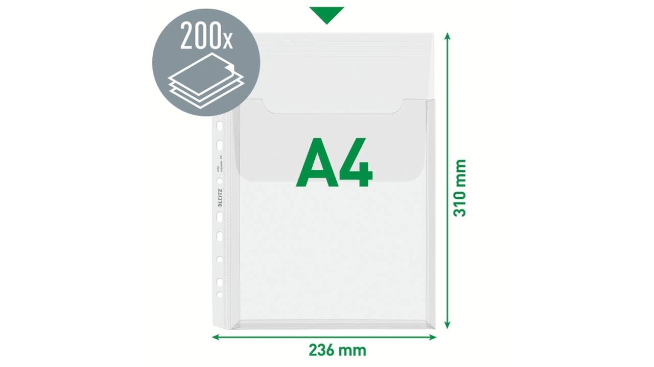 Harmonica showtas Leitz Premium met bovenklep copy safe PP A4  glashelder 5 stuks