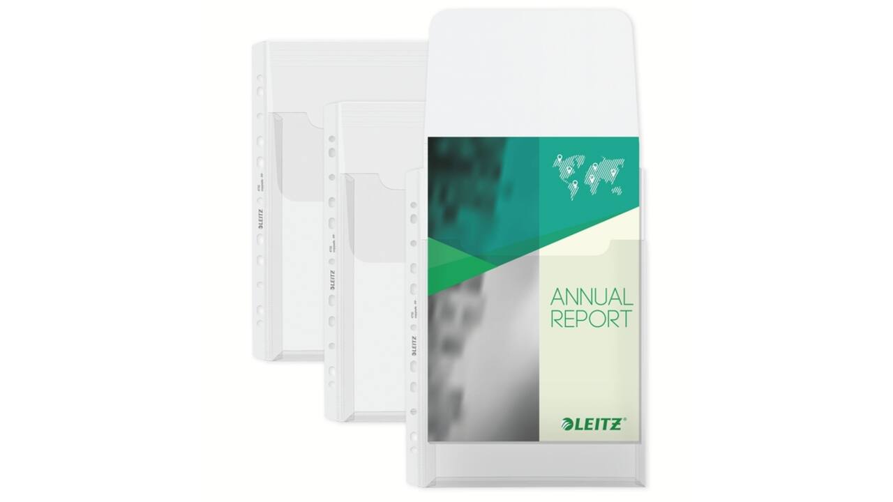Harmonica showtas Leitz Premium met bovenklep copy safe PP A4  glashelder 5 stuks