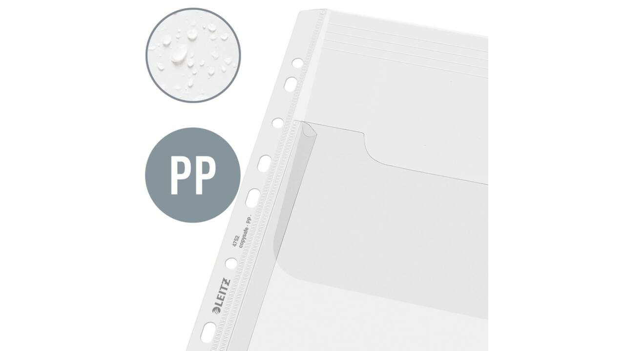 Harmonica showtas Leitz Premium met bovenklep copy safe PP A4  glashelder 5 stuks