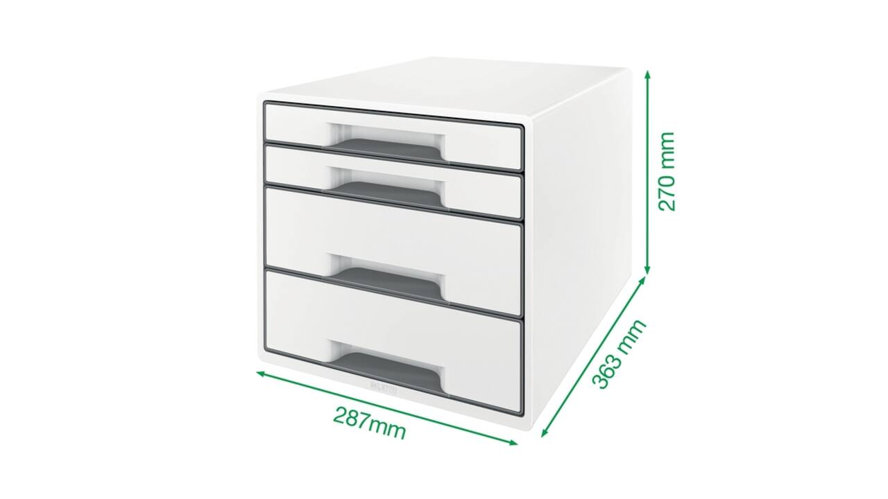 Ladenblok Leitz WOW CUBE A4 maxi 4 laden wit/grijs