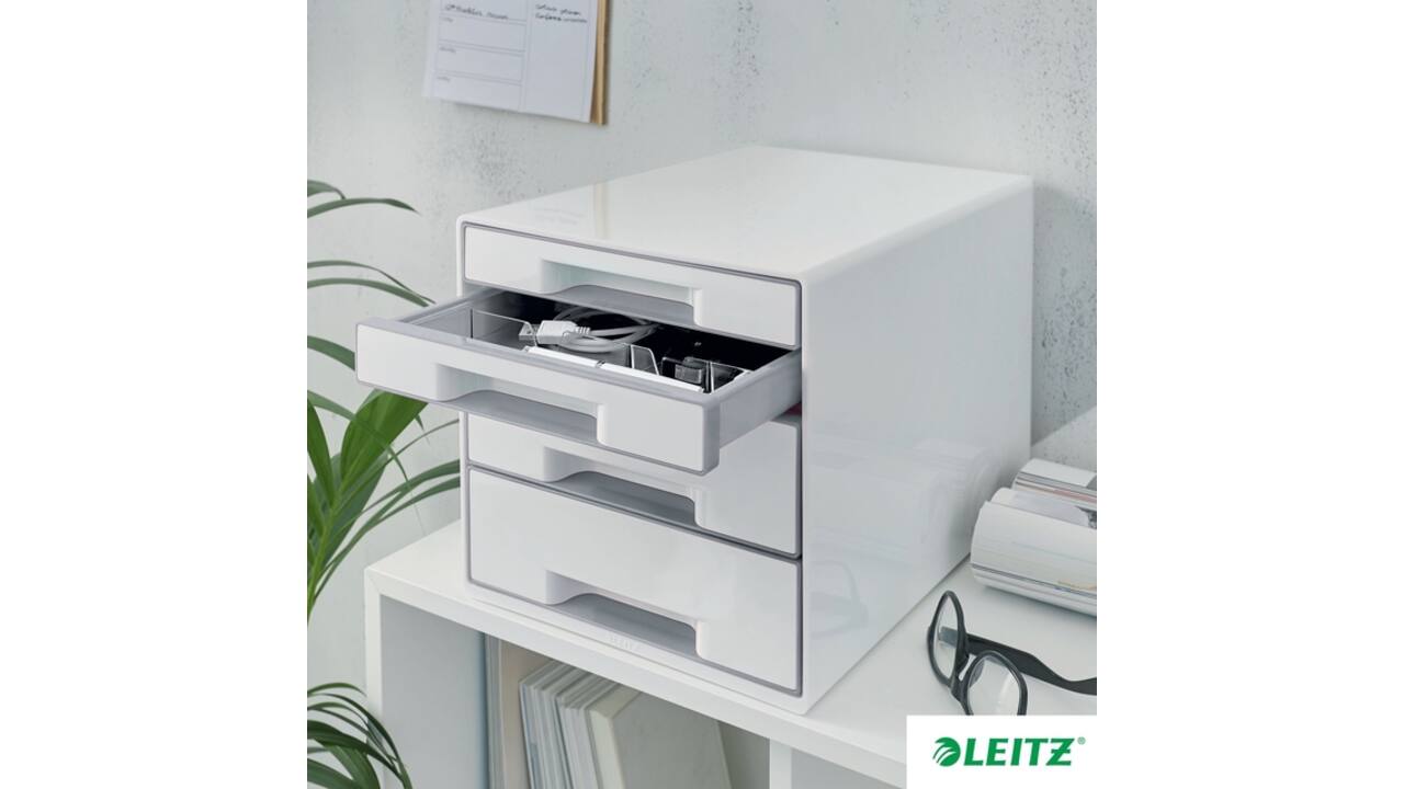 Ladenblok Leitz WOW CUBE A4 maxi 4 laden wit/grijs