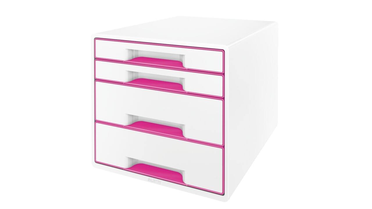Ladenblok Leitz WOW 4 laden wit/roze