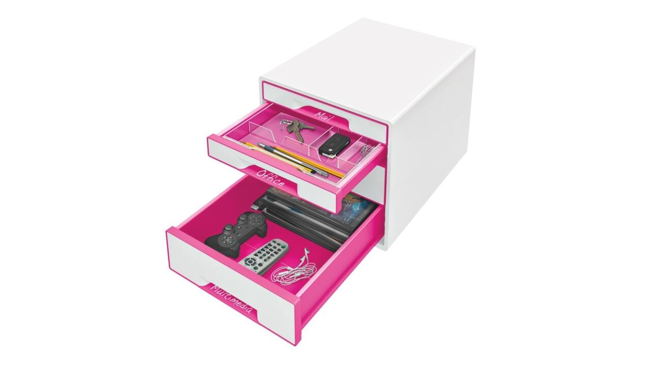 Ladenblok Leitz WOW 4 laden wit/roze