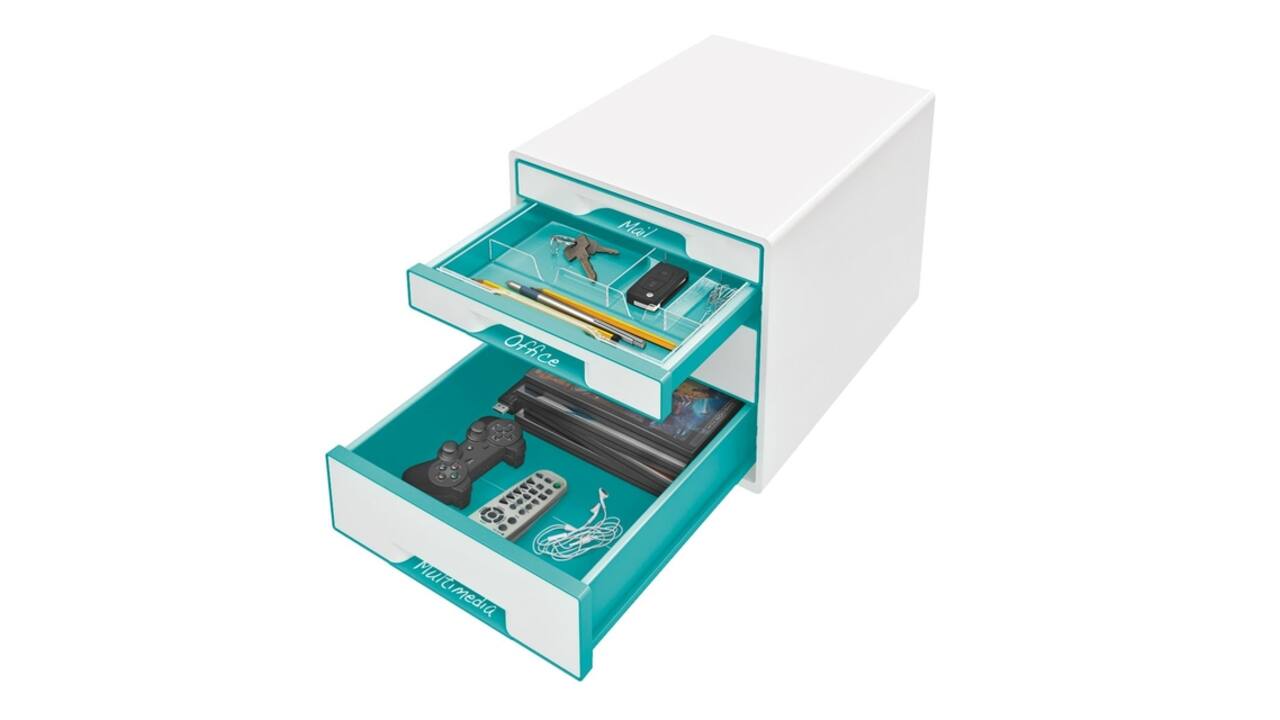 Ladenblok Leitz WOW 4 laden wit/ijsblauw