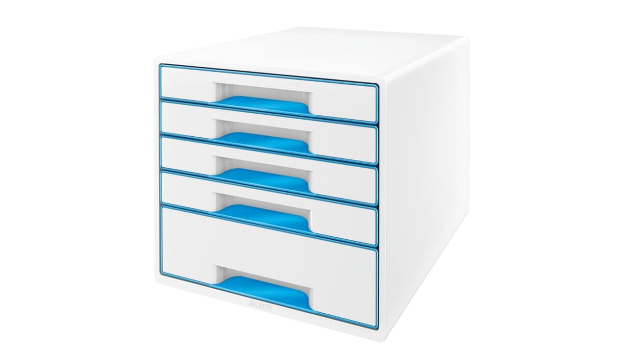 Ladenblok Leitz WOW 5 laden wit/blauw