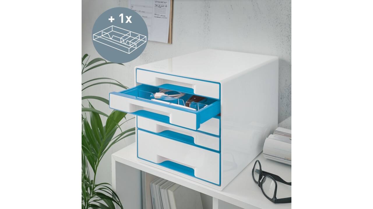 Ladenblok Leitz WOW 5 laden wit/blauw