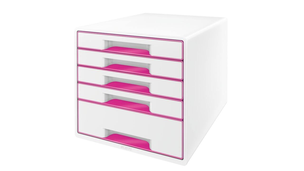 Ladenblok Leitz WOW 5 laden wit/roze
