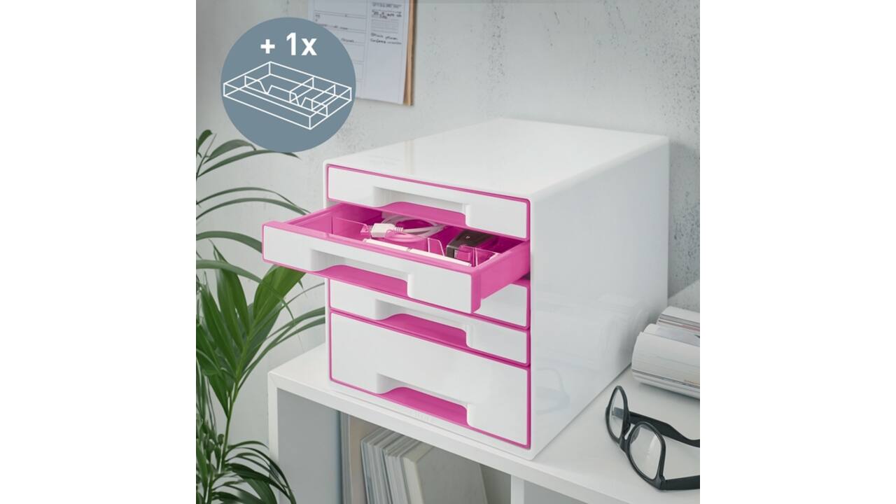 Ladenblok Leitz WOW 5 laden wit/roze