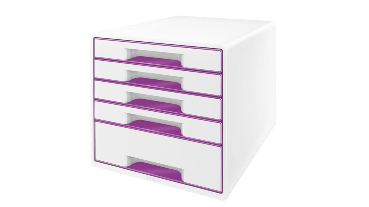 Ladenblok Leitz WoW 5 laden wit/paars