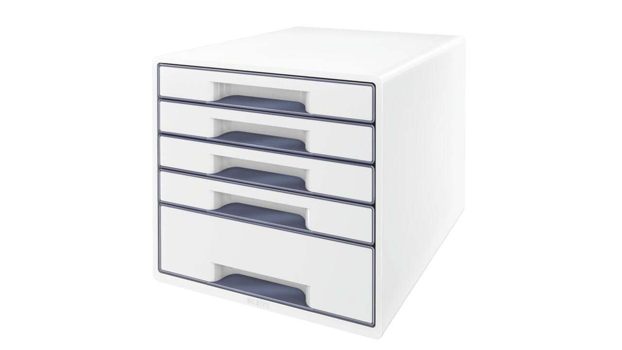 Ladenblok Leitz WOW CUBE A4 maxi 5 laden wit/grijs