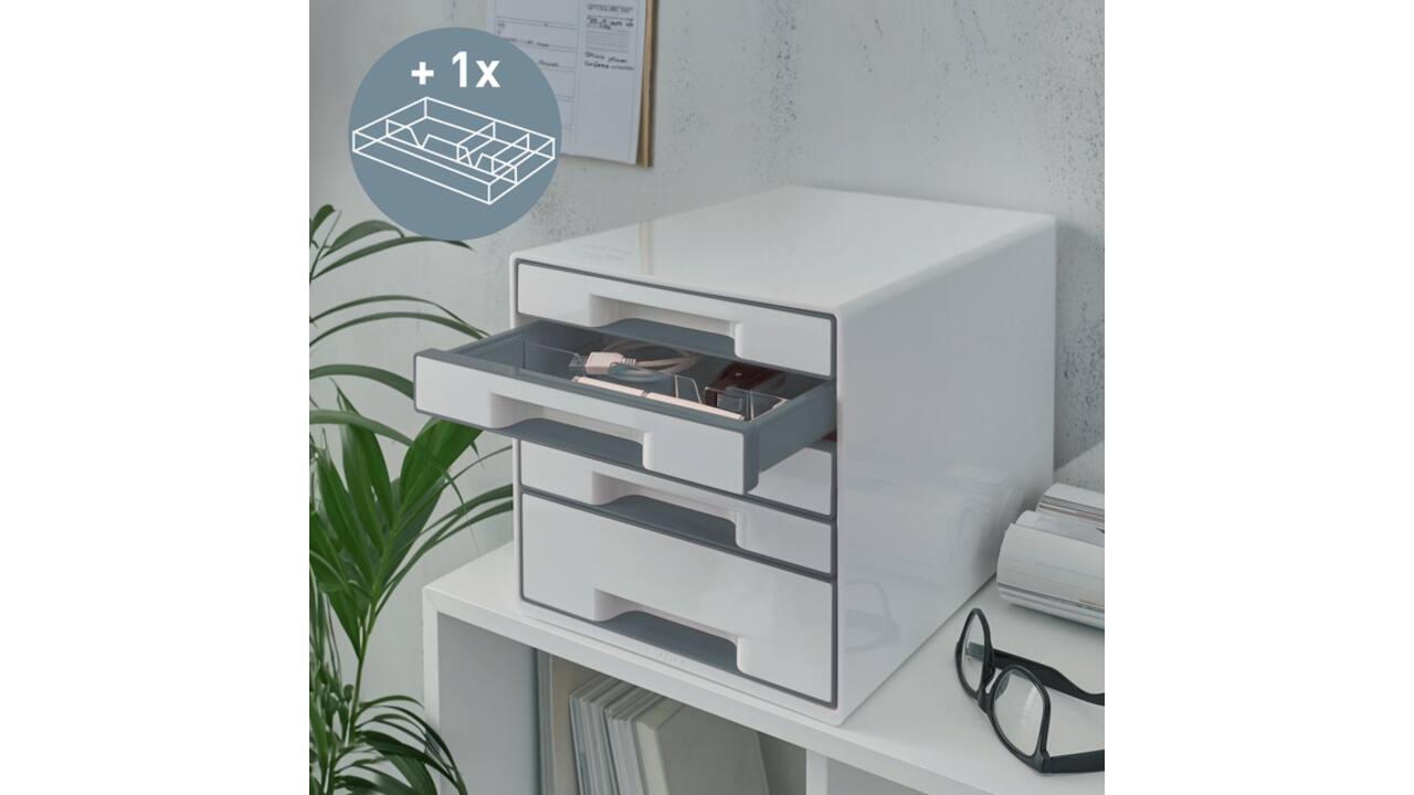 Ladenblok Leitz WOW CUBE A4 maxi 5 laden wit/grijs