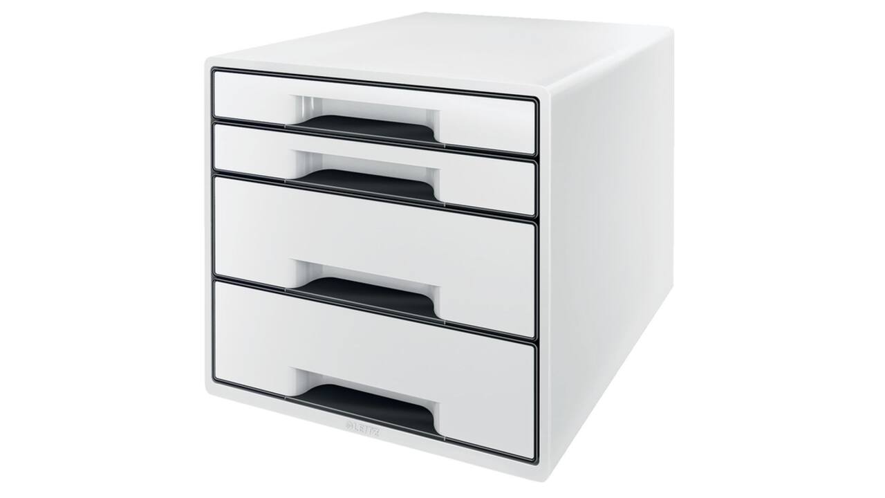 Ladenblok Leitz Wow CUBE A4 maxi 4 laden wit/zwart