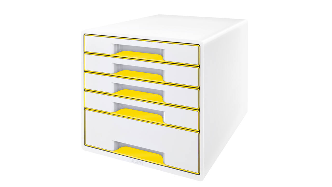 Ladenblok Leitz WOW CUBE 5 laden wit/geel