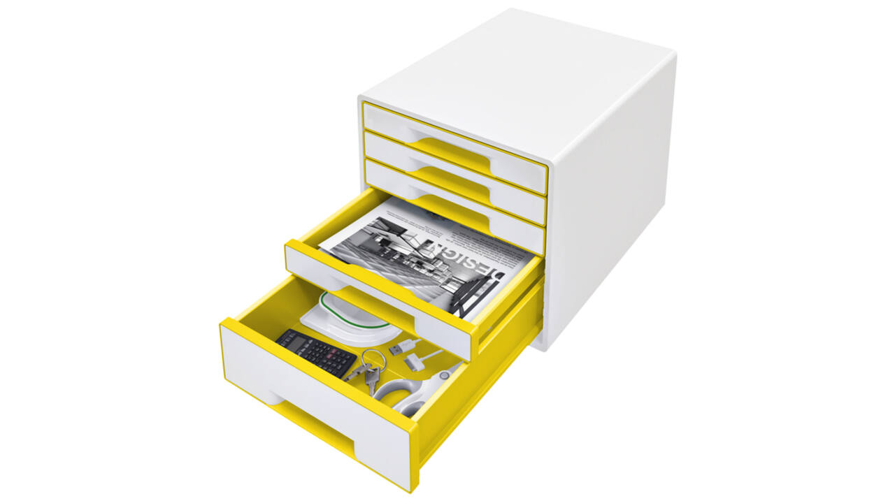 Ladenblok Leitz WOW CUBE 5 laden wit/geel