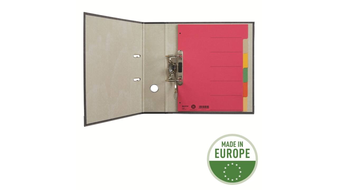 Tabbladen Leitz 4-gaats 4350 6-delig grijs karton