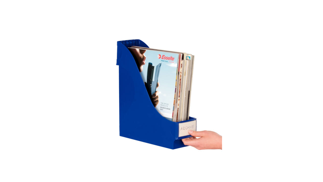 Tijdschriftencassette Leitz extra breed blauw