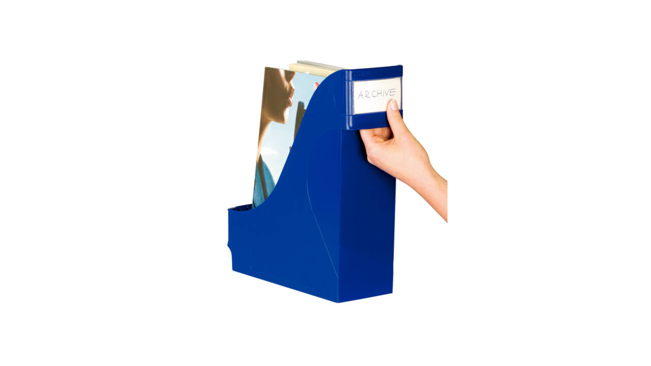Tijdschriftencassette Leitz extra breed blauw