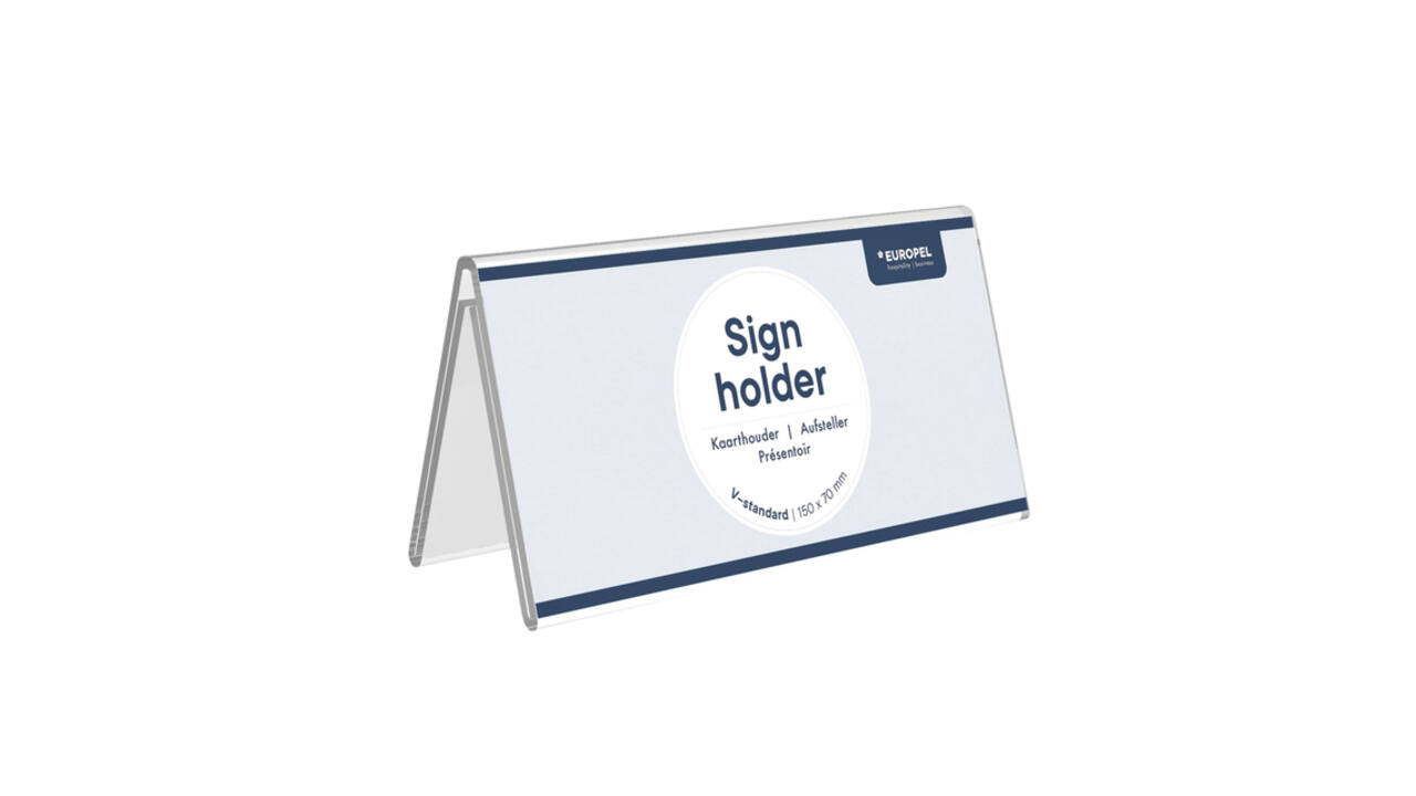 Tafelnaambord Europel V-standaard 70x150mm acryl