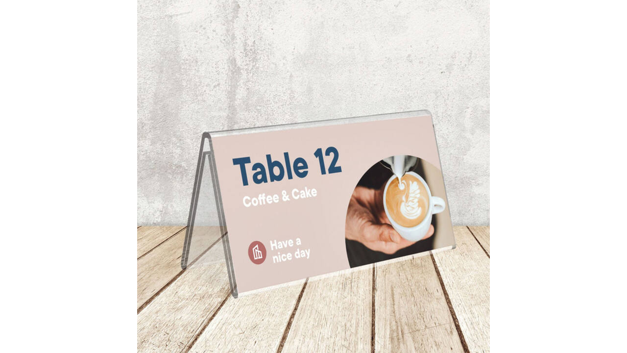 Tafelnaambord Europel V-standaard 70x150mm acryl