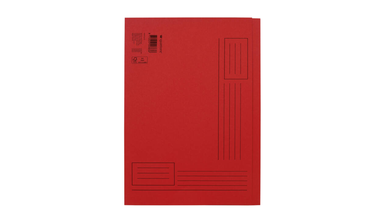 Vouwmap Quantore A4 ongelijke zijde 250gr rood