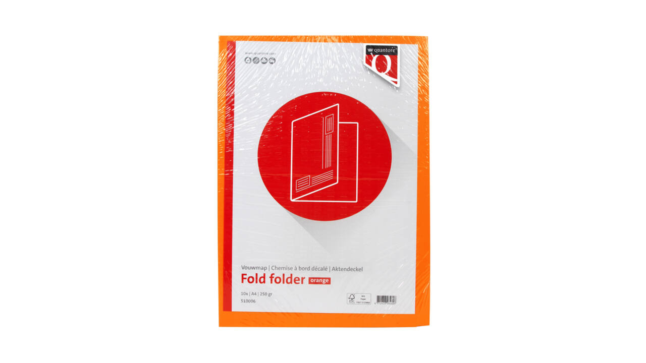 Vouwmap Quantore A4 ongelijke zijde 250gr oranje