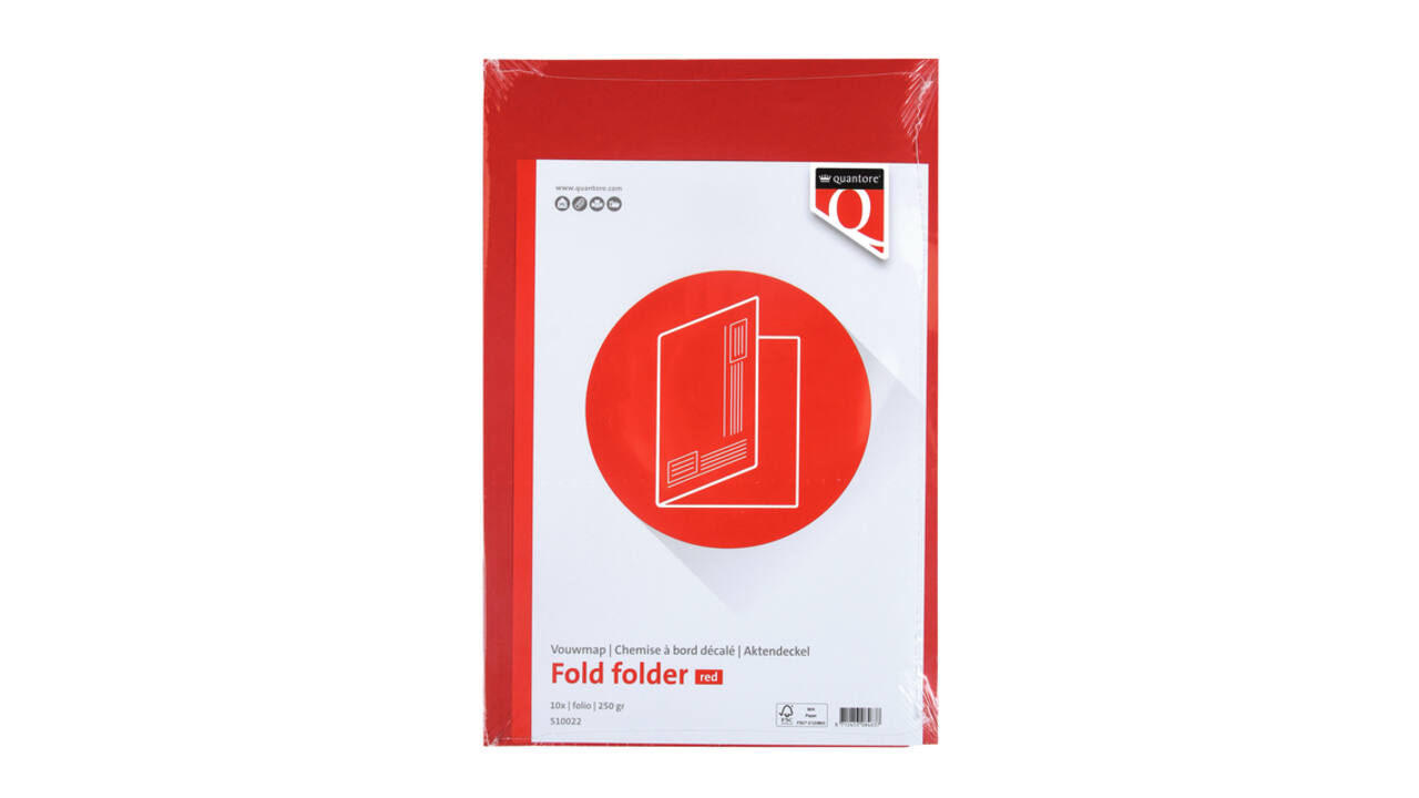 Vouwmap Quantore Folio ongelijke zijde 250gr rood