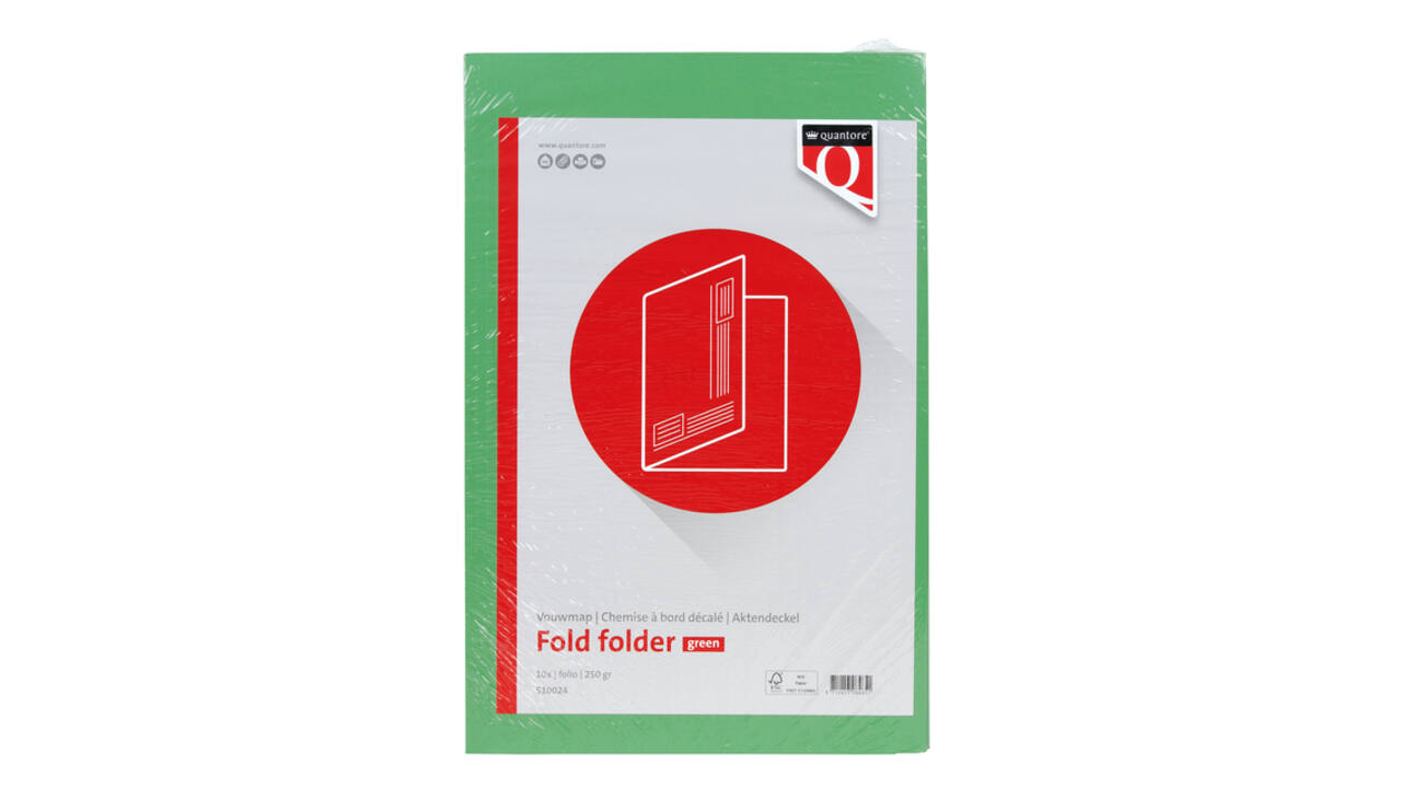 Vouwmap Quantore Folio ongelijke zijde 250gr groen