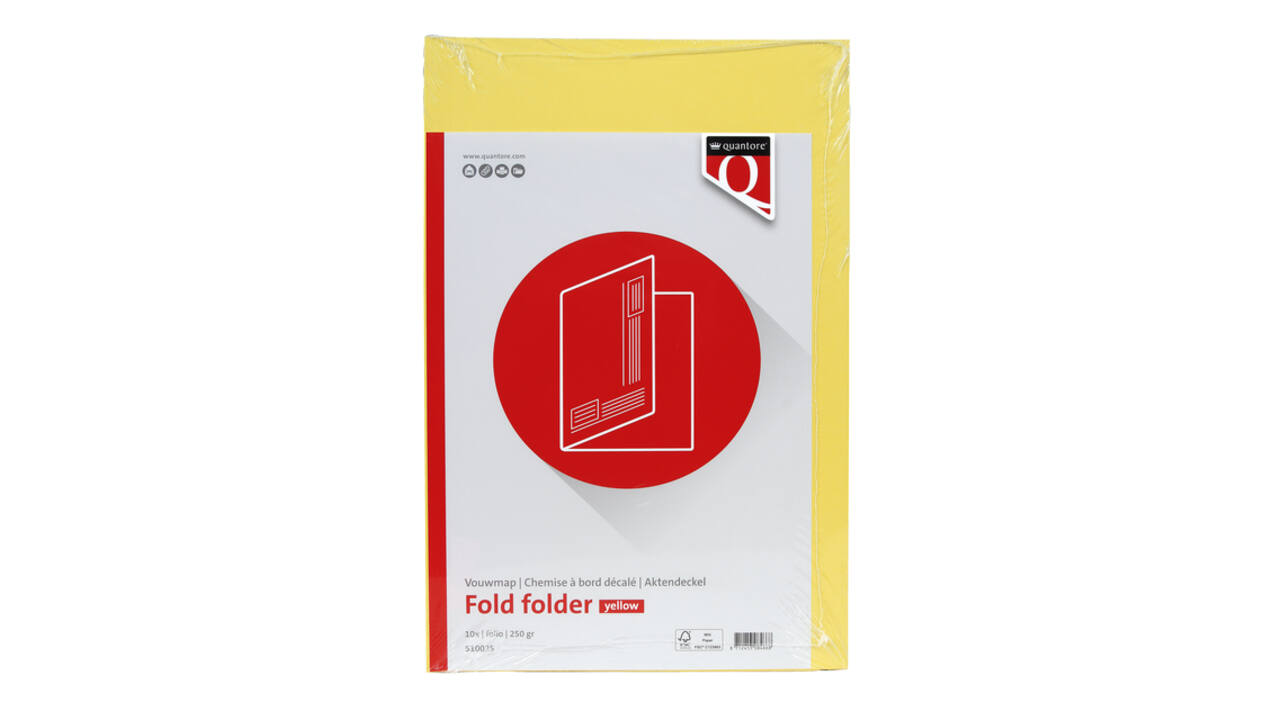 Vouwmap Quantore Folio ongelijke zijde 250gr geel