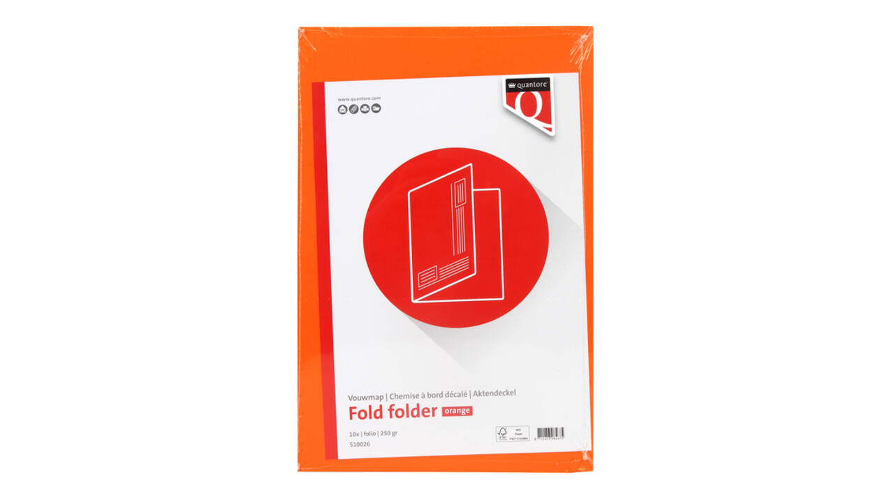 Vouwmap Quantore Folio ongelijke zijde 250gr oranje