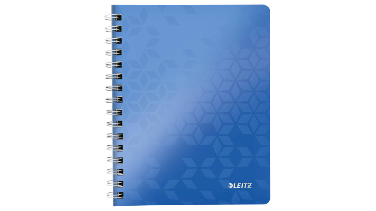 Notitieboek Leitz WOW A5 spiraal 160 pagina's lijn blauw