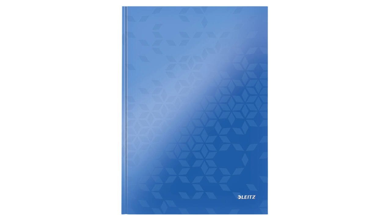 Notitieboek Leitz WOW A4 160blz 90gr lijn blauw