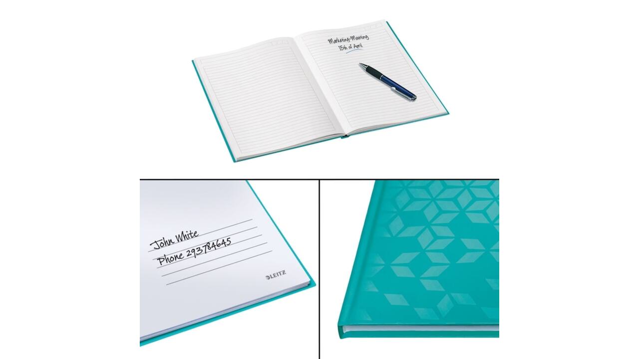 Notitieboek Leitz WOW A4 160 pagina's 90gr lijn ijsblauw