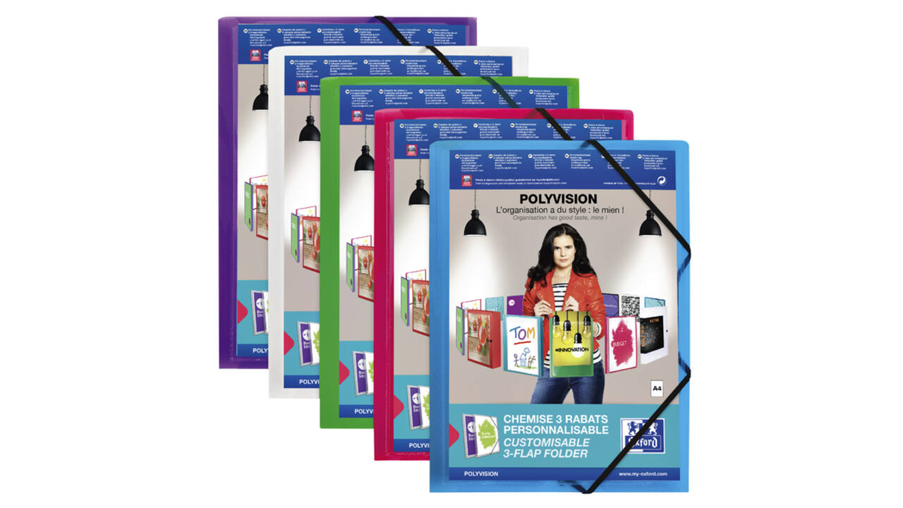 Elastomap Oxford Polyvision A4 met insteektas 3 kleppen PP transparant