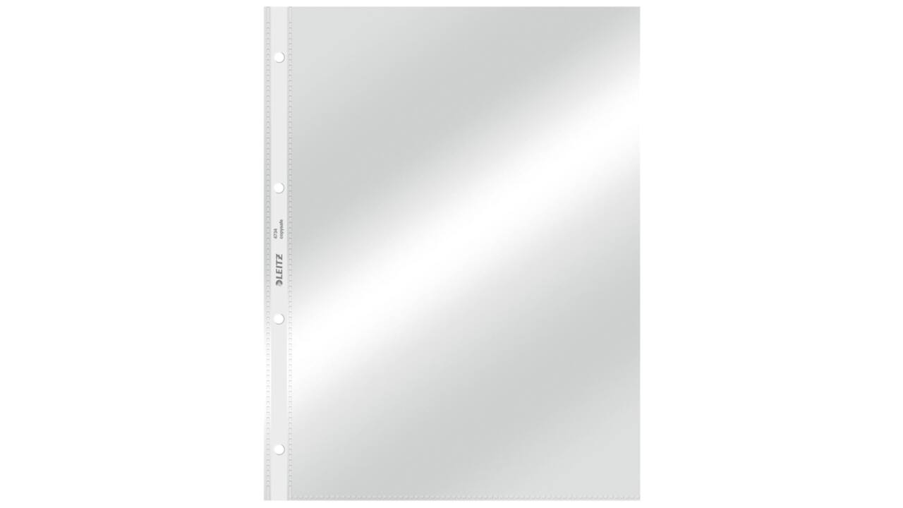 Showtas Leitz Premium standaard copy safe 0.09mm 4-gaats PVC A4 glashelder 100 stuks