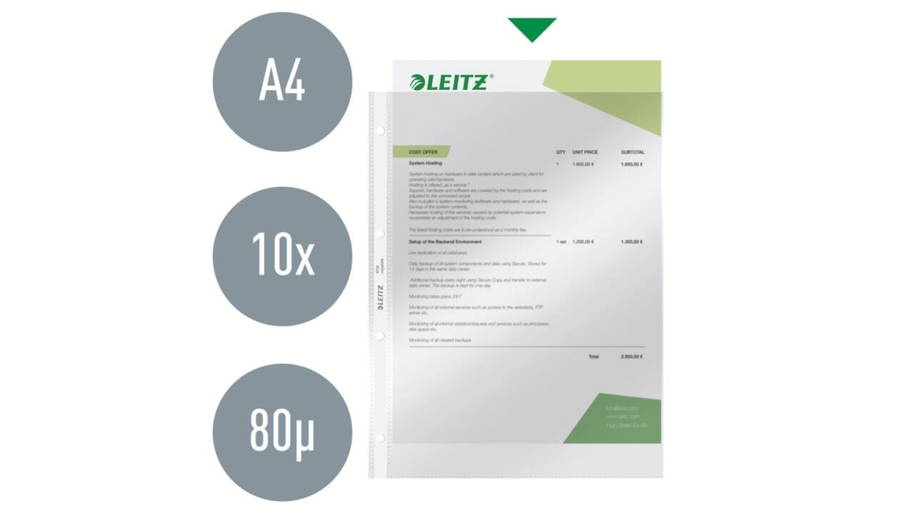 Showtas Leitz Premium standaard copy safe 0.09mm 4-gaats PVC A4 glashelder 100 stuks