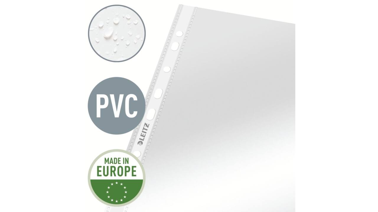 Showtas Leitz Premium standaard copy safe 0.09mm 4-gaats PVC A4 glashelder 100 stuks