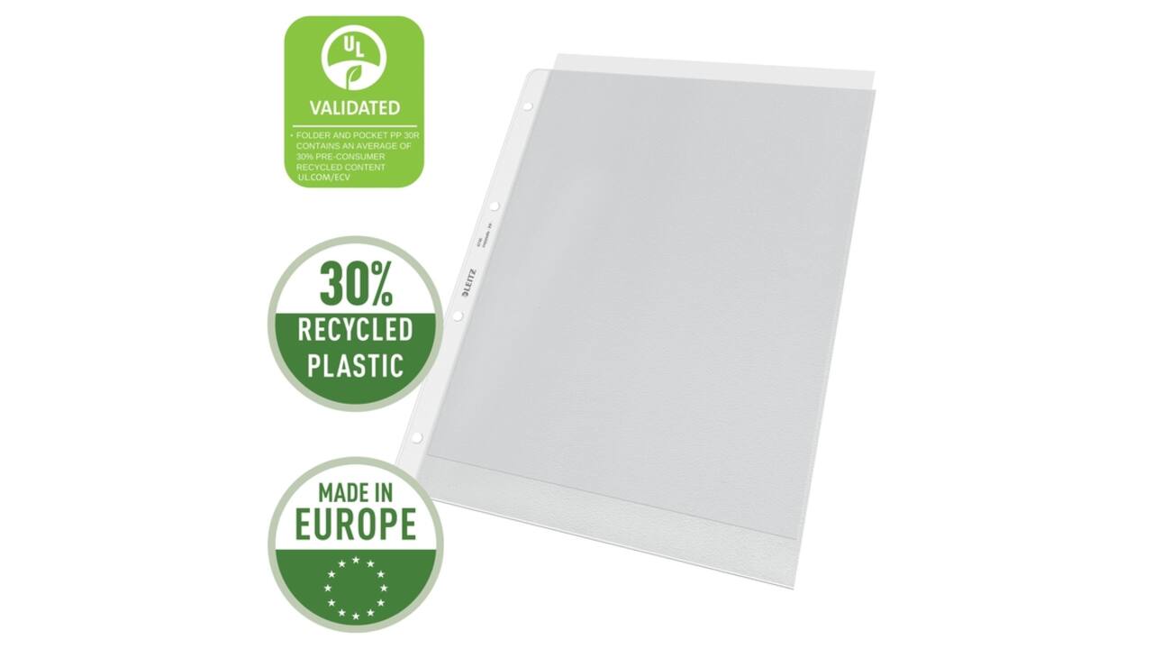 Showtas Leitz Premium copy safe 0.12mm 4-gaats PP A4 transparant 100 stuks