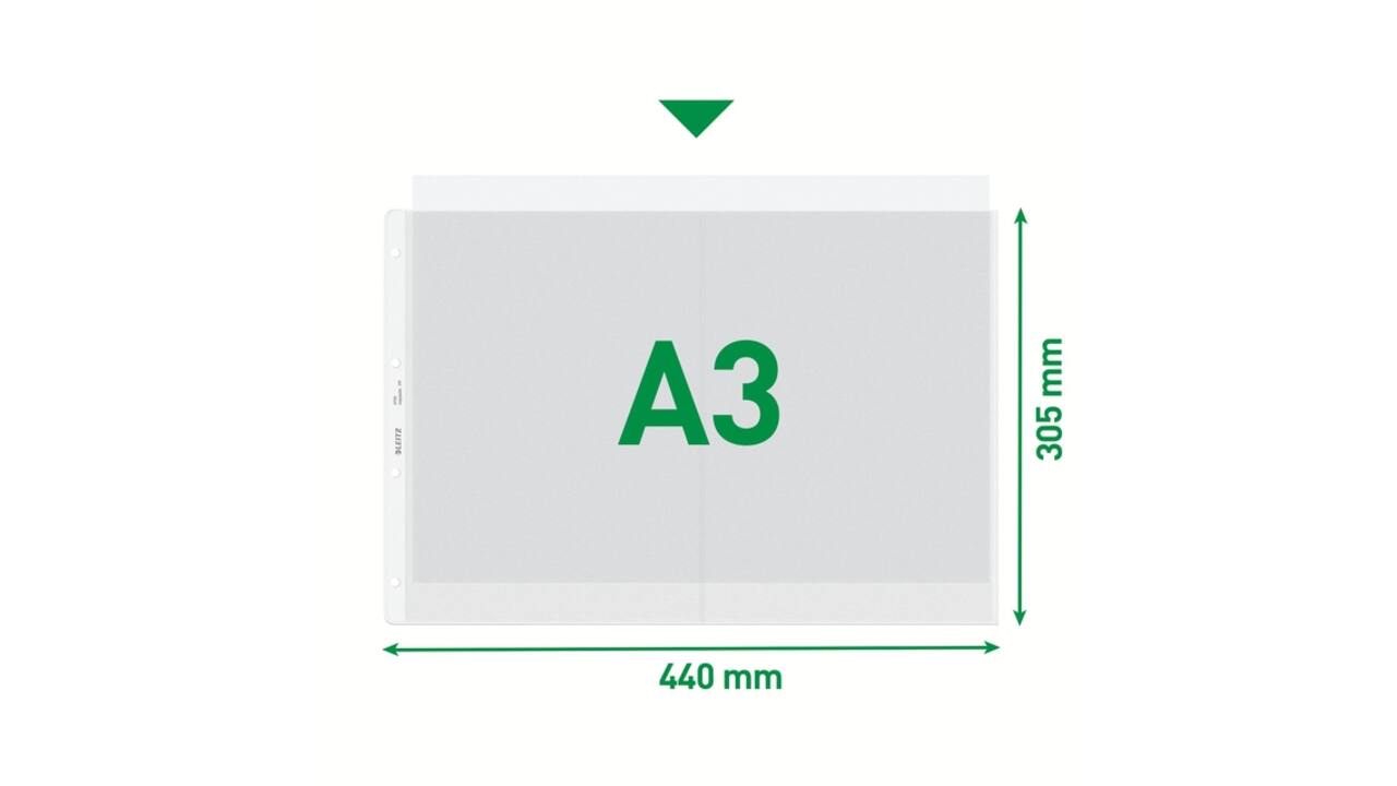 Showtas Leitz Premium copy safe 0.13mm PP A3 landscape transparant 50 stuks